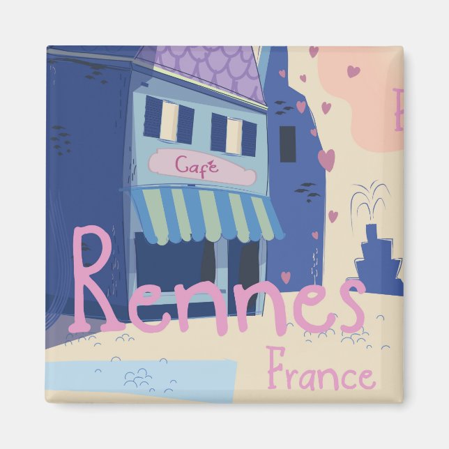Aimant Rennes France dessin animé vintage (Devant)
