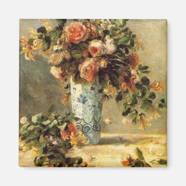 Aimant Renoir Roses et Jasmin dans un vase Delft (Devant)