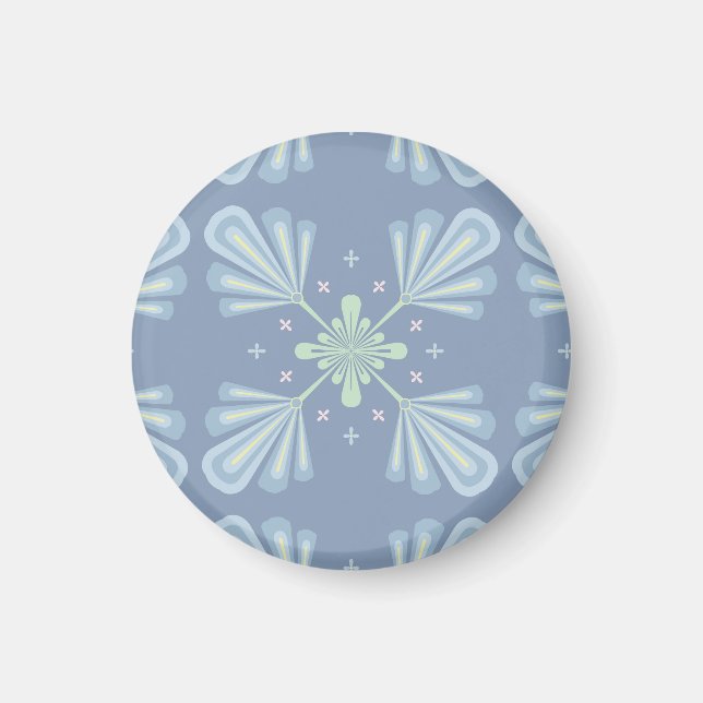 Aimant Répétition abstraite florale bleu pastel (Devant)