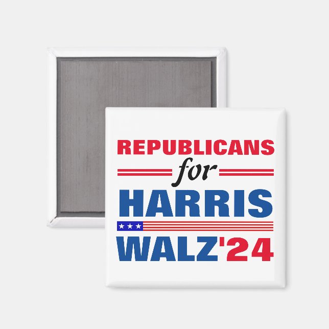Aimant Républicains pour Harris Walz Red Blue (Recto/Verso)