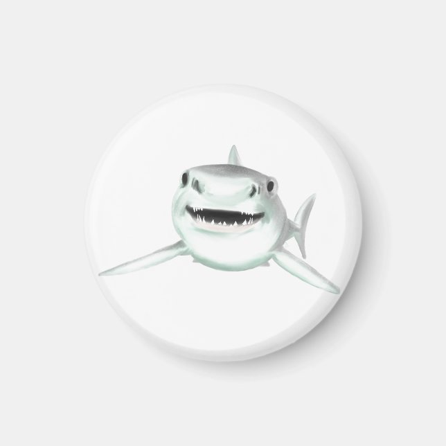 Aimant requin aquarelle souriant gris vert océan animal  (Devant)