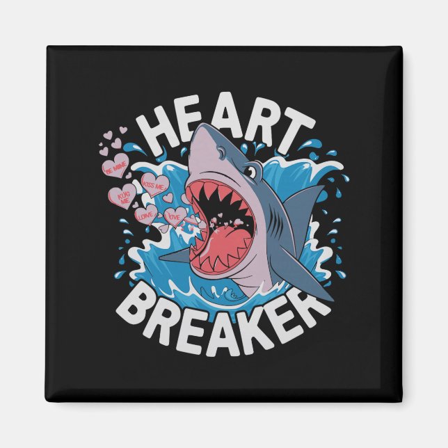 Aimant Requin Briseur de Cœurs Cadeau Amour Mignon Drôle  (Devant)