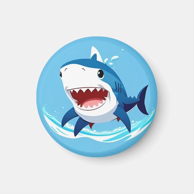 Aimant Requin de dessin animé nageant sous l'eau (Devant)