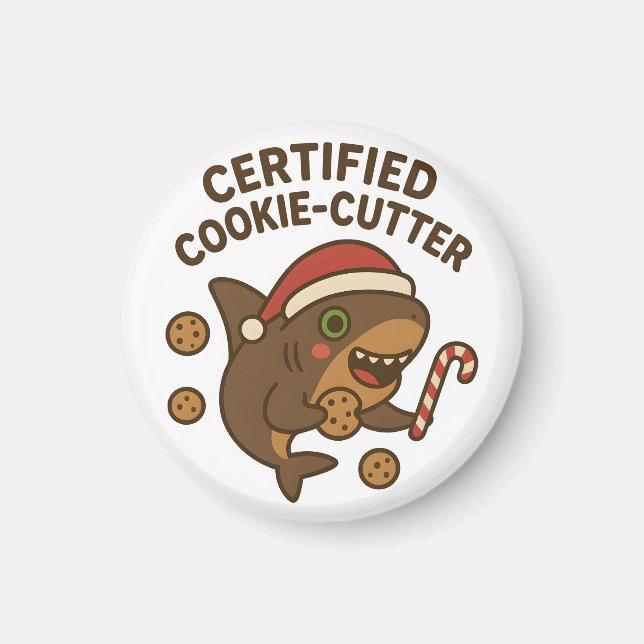 Aimant Requin de Noël drôle certifié découpeur de biscuit (Devant)