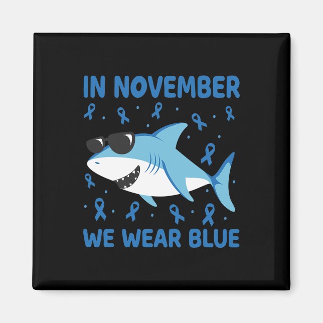 Aimant Requin En Novembre Nous Portons Bleu Diabète Garço (Devant)