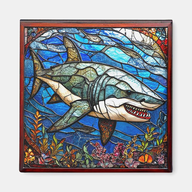 Aimant Requin en verre coloré (Devant)