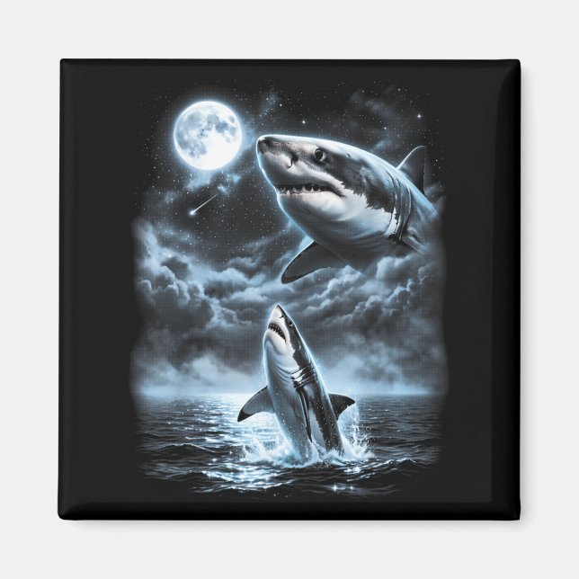 Aimant Requin hurlant à la lune Rétro 90 (Devant)