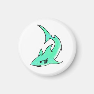 Aimant requin souriant de dessin animé bleu vert océan an