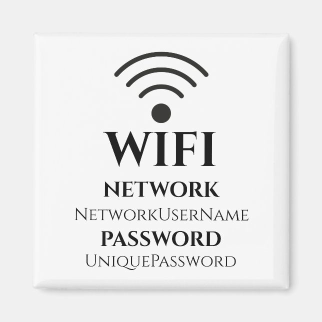 Aimant Réseau WiFi moderne et mot de passe (Devant)