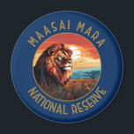 Aimant Réserve nationale de Massai Mara Lion Retro désorg<br><div class="desc">Masai Mara dessin vectoriel. La Réserve nationale de Massai Mara est une zone sauvage de savane préservée dans le sud-ouest du Kenya,  le long de la frontière tanzanienne. Ses animaux comprennent des lions,  des guépards,  des éléphants,  des zèbres et des hippopotames.</div>