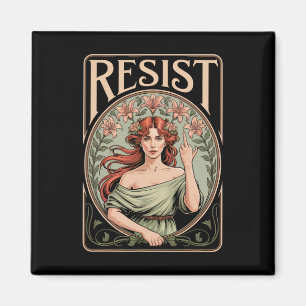 Aimant Résister Nouveau Mucha Anti-trump Femmes Féministe