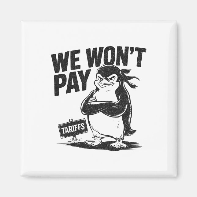 Aimant Résistez à l'injustice politique drôle Penguin (Devant)