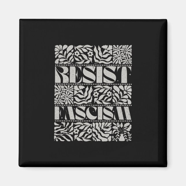 Aimant Résistez au Fascisme Boho Floral Subtil Anti Trump (Devant)