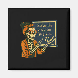 Aimant Résoudre le problème 9x7+4 67 Meme Six Sept squele