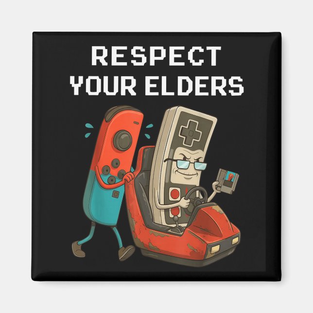 Aimant Respect Your Elders Retro Gaming Funny Gamer Contr (Devant)