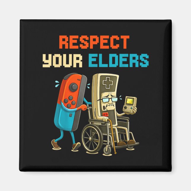 Aimant Respect Your Elders Retro Gaming Funny Gamer Contr (Devant)