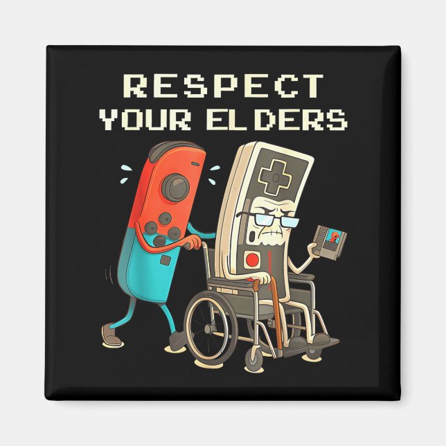Aimant Respect Your Elders Retro Gaming Funny Gamer Contr (Devant)