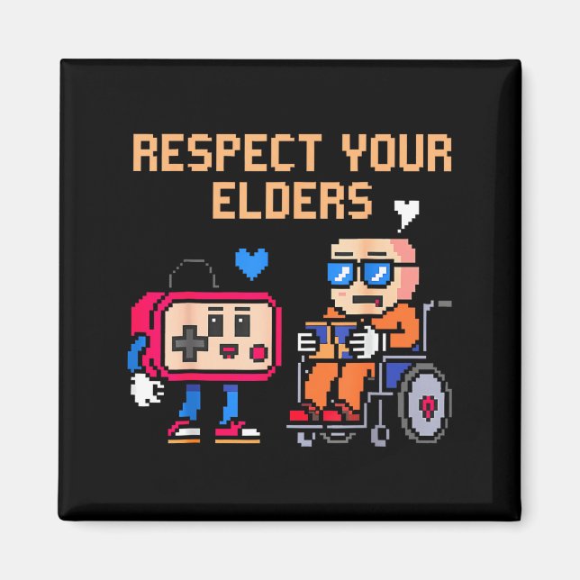 Aimant Respect Your Elders Retro Gaming Funny Gamer Contr (Devant)