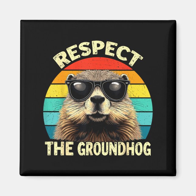 Aimant Respecter l'amant du groundhog vintage animal sol  (Devant)
