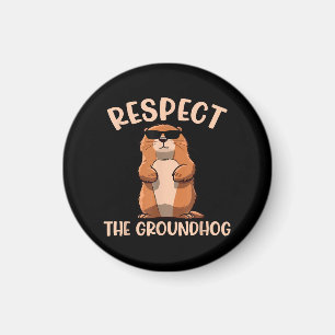 Aimant Respectez la marmotte - Jour de la marmotte Woodch