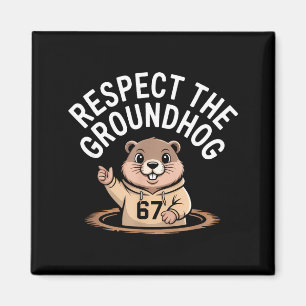 Aimant Respectez le marmotte drôle 67 mème six sept Grou