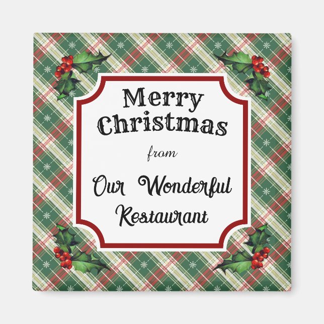 Aimant Restaurant personnalisé Noël Plat (Devant)