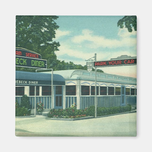 Aimant Restaurant vintage, Retro Rhinebeck Roadside Diner (Devant)