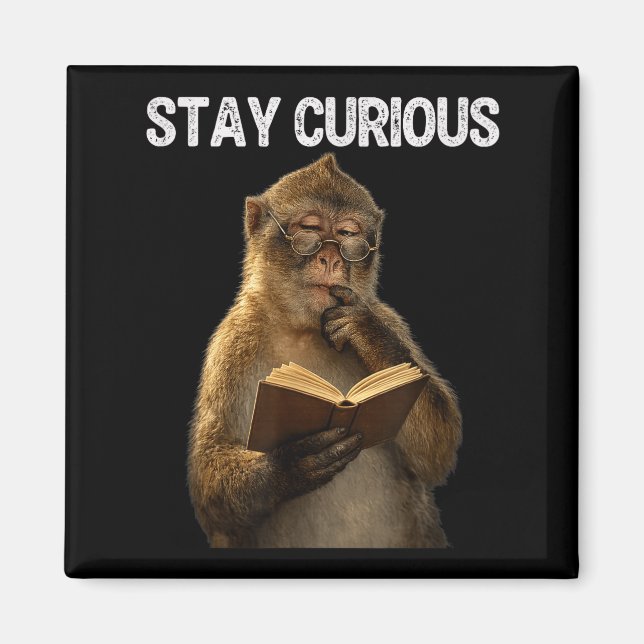 Aimant Reste curieux singe drôle bibliophile lisant un li (Devant)