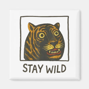 Aimant Reste Sauvage Vintage Silly Et Mignon Visage De Ti