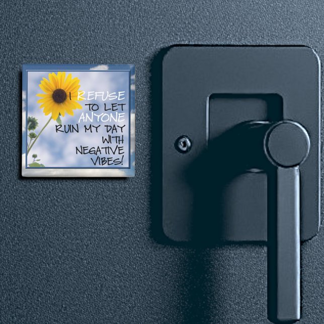 Aimant Rester Un Texte Positif Avec Un Tournesol Dans Le  (2" square sunflower quote magnet)