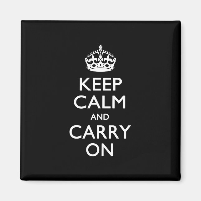 Aimant Restez Calme Et Continuez Sur Noir (Devant)