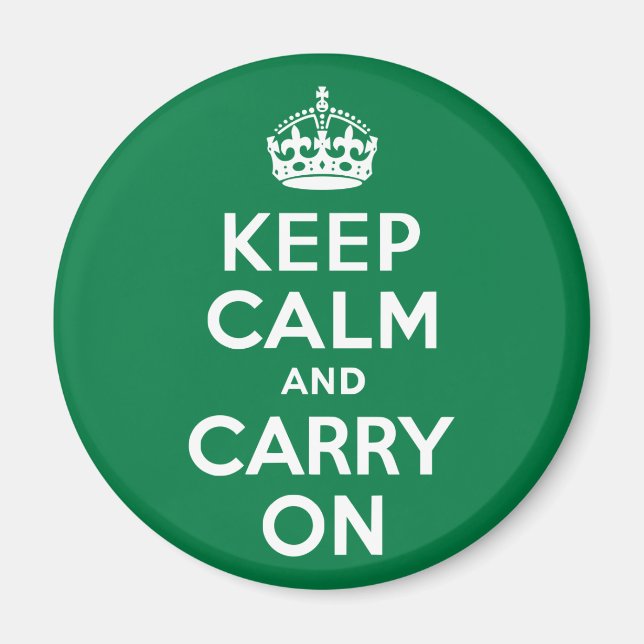 Aimant Restez calme et continuez sur vert (Devant)