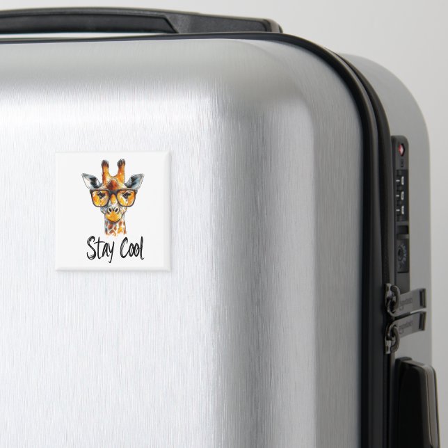 Aimant Restez Cool - Illustration de girafe avec lunettes (In Situ (Bagages))