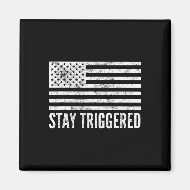 Aimant Restez Déclenché Drôle Pro Trump Drapeau Américain (Devant)