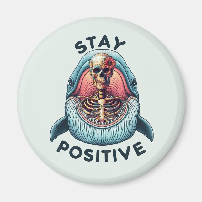 Aimant Restez positif - Squelette et baleine (Devant)