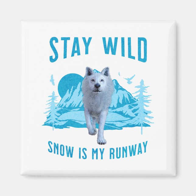 Aimant Restez Sauvage Loup Arctique (Devant)