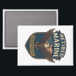 Aimant Retired Semper Fi Marine over eagle & flag<br><div class="desc">Retired Marine TEXT with bald eagle over an american flag and the motto: "Semper Fi" on a rectangular magnet</div>
