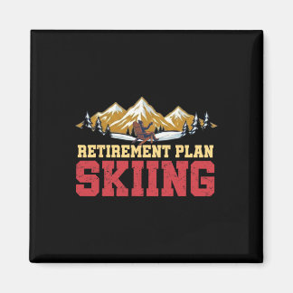 Aimant Retirement Plan Skiing Vintage Sunset Retro Skier 