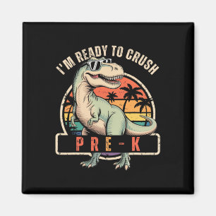 Aimant Retour à l'école dinosaure garçon je suis prêt à é