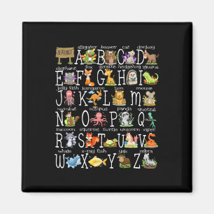 Aimant Retour à l'école Enfants Animaux Mignons A-z Alpha