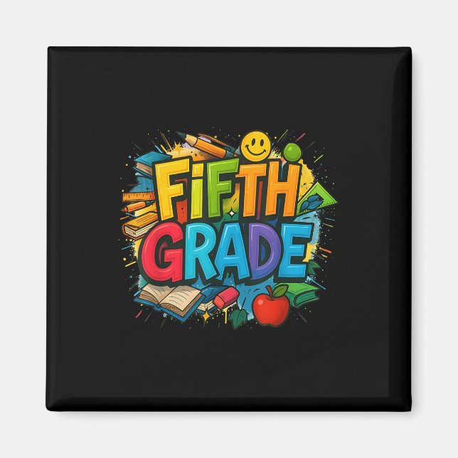 Aimant Retour À L'École Équipe De 5E Année Heureux Premie (Devant)