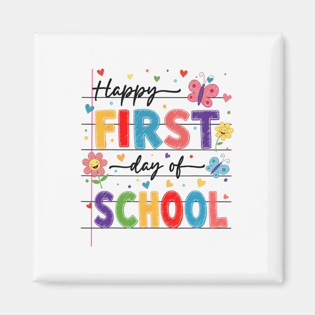 Aimant Retour à l'école Premier jour d'école heureux garç (Devant)