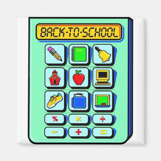 Aimant Retourner À L'École Calculatrice (Devant)