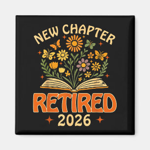Aimant Retraité 2026 Nouveau Chapitre Vintage Boho Floral