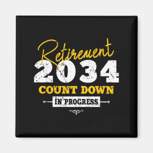 Aimant Retraite 2034 compte à rebours cœur drôle retrait