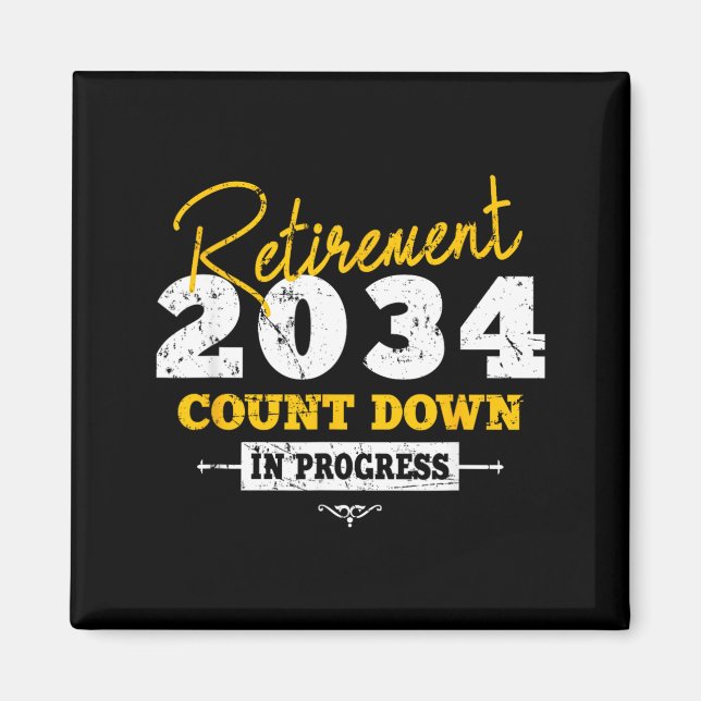 Aimant Retraite 2034 compte à rebours cœur drôle retrait (Devant)