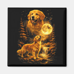 Aimant Retriever doré Nuit au clair de lune Art Chien Hur