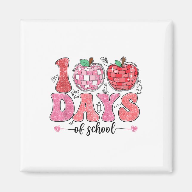Aimant Rétro 100 Jours De Sourire À L'École Face Mignonne (Devant)