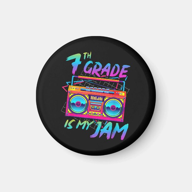 Aimant Rétro 80s 7e année est mon truc retour à l'école (Devant)
