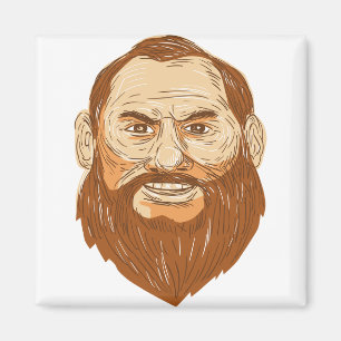 Aimant Rétro à visage barbu